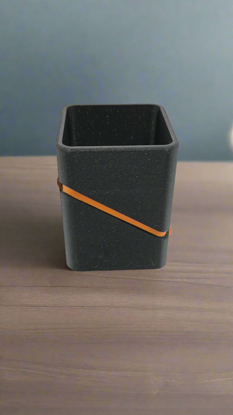Modern Pen Holder - Limited Edition - Onyx Black Sparkle and Orange