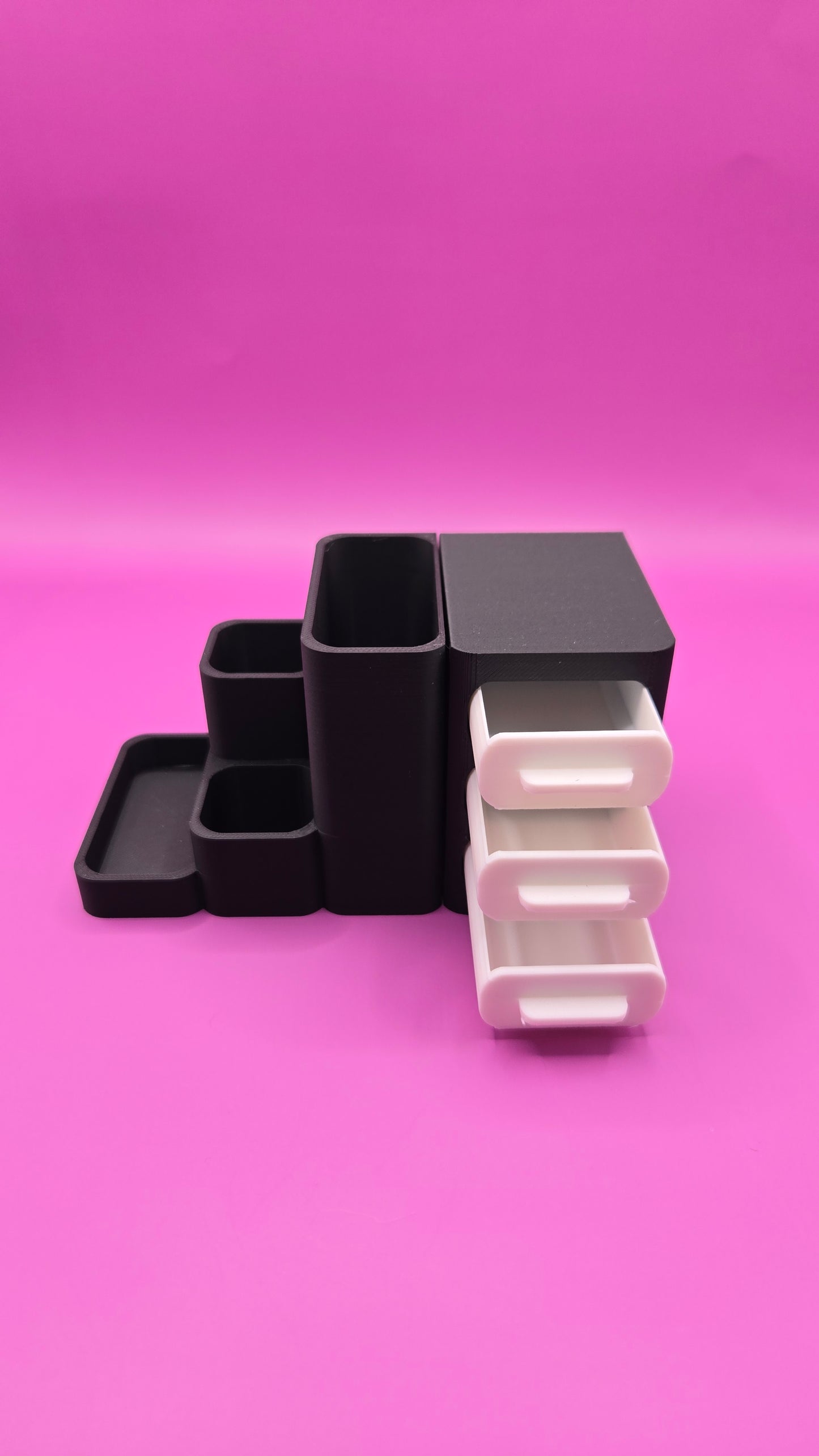 Large Desk Caddy w/ Tiny Drawers - Charcoal and White