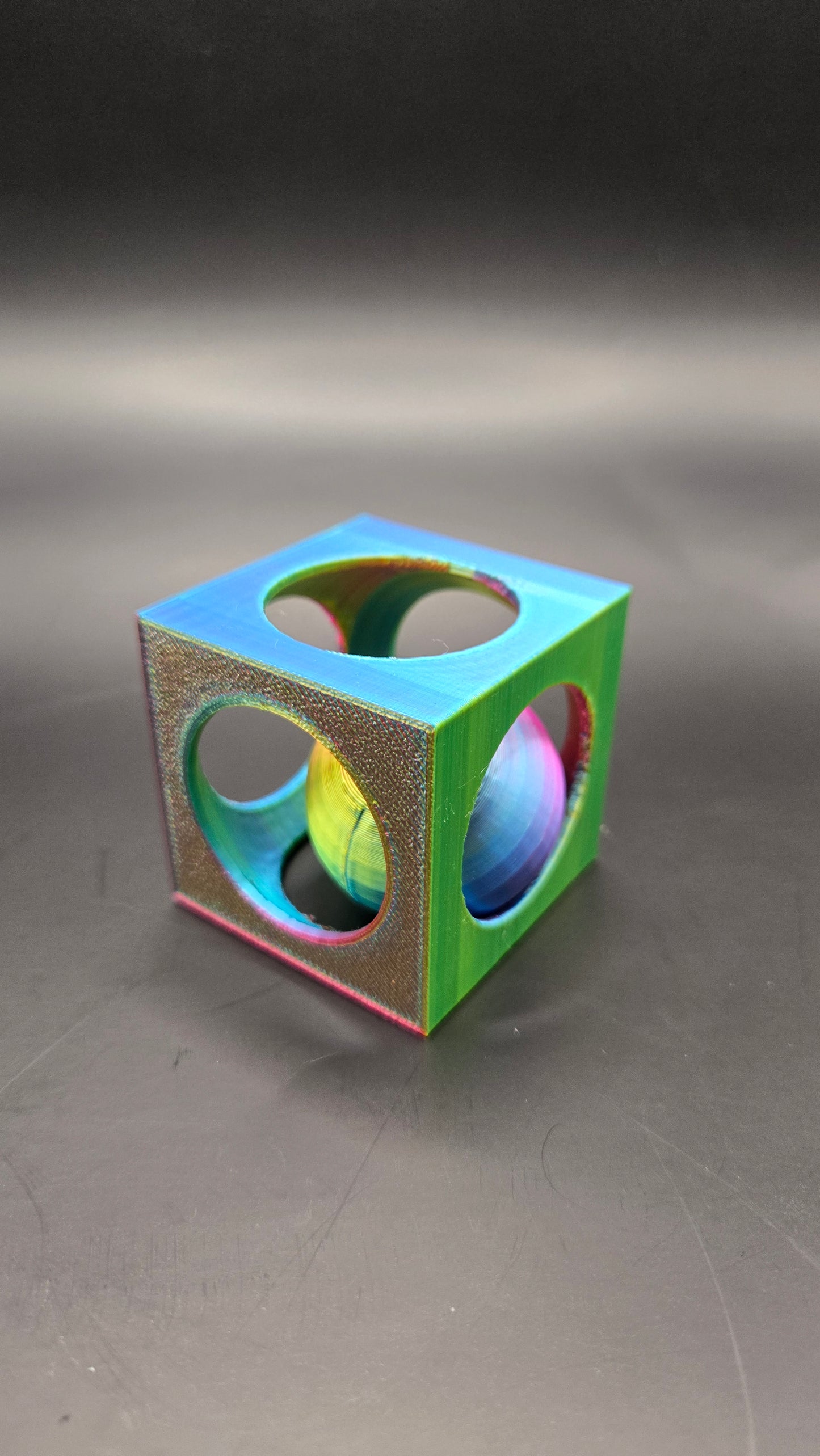 Ball in Cube Fidget Toy - Blue, Yellow, Fuchsia Mix