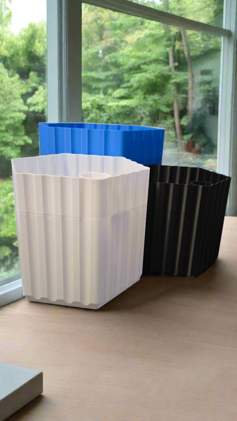 Set of 3 Self Watering Planter Pots: Extra Large-Blue, Large-White, Medium-Black