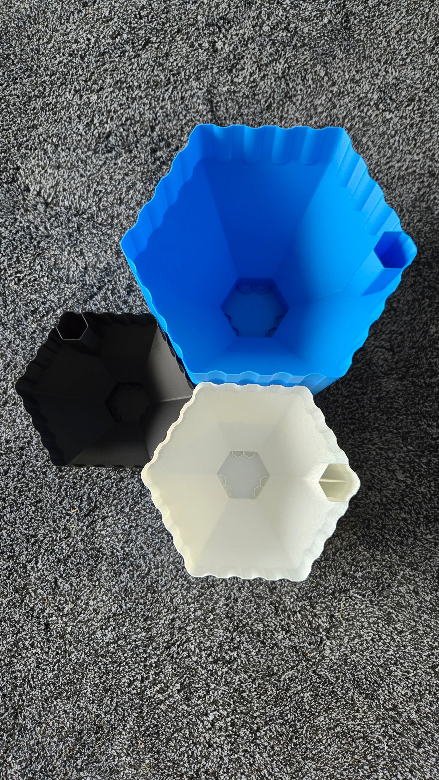 Set of 3 Self Watering Planter Pots: Extra Large-Blue, Large-White, Medium-Black