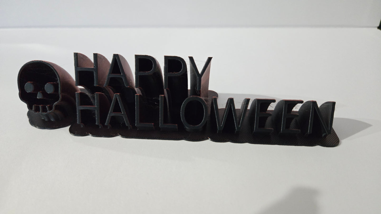 Happy Halloween Sign with Skull - Black and Red Mix