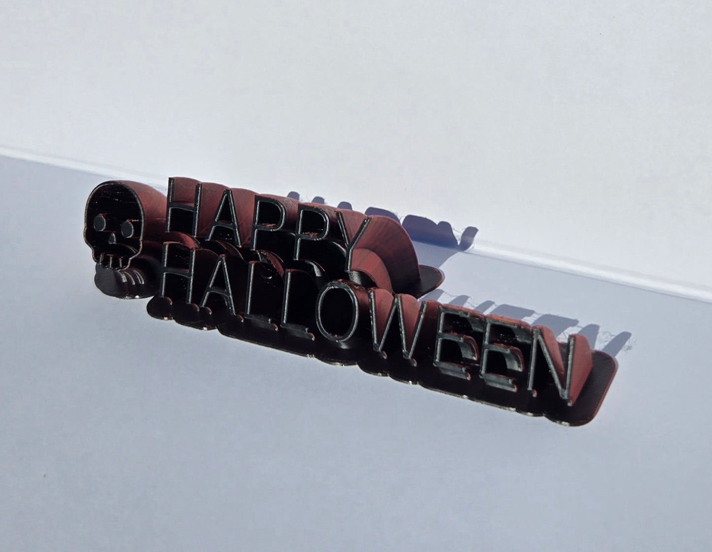 Happy Halloween Sign with Skull - Black and Red Mix