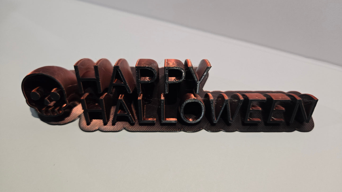 Happy Halloween Sign with Skull - Black and Red Mix