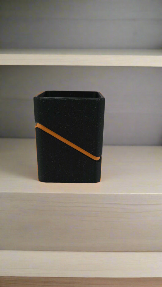 Modern Pen Holder - Limited Edition - Onyx Black Sparkle and Orange