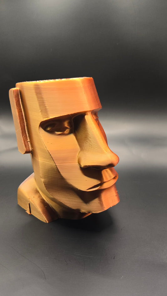 Moai Pen Holder - Gold, Silver, Copper Mix