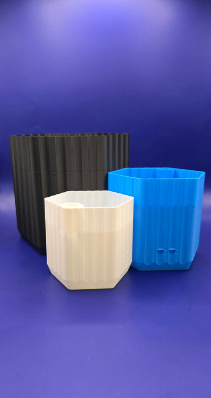 Set of 3 Self Watering Planter Pots: Medium-Black, Small-Blue, Extra Small-White