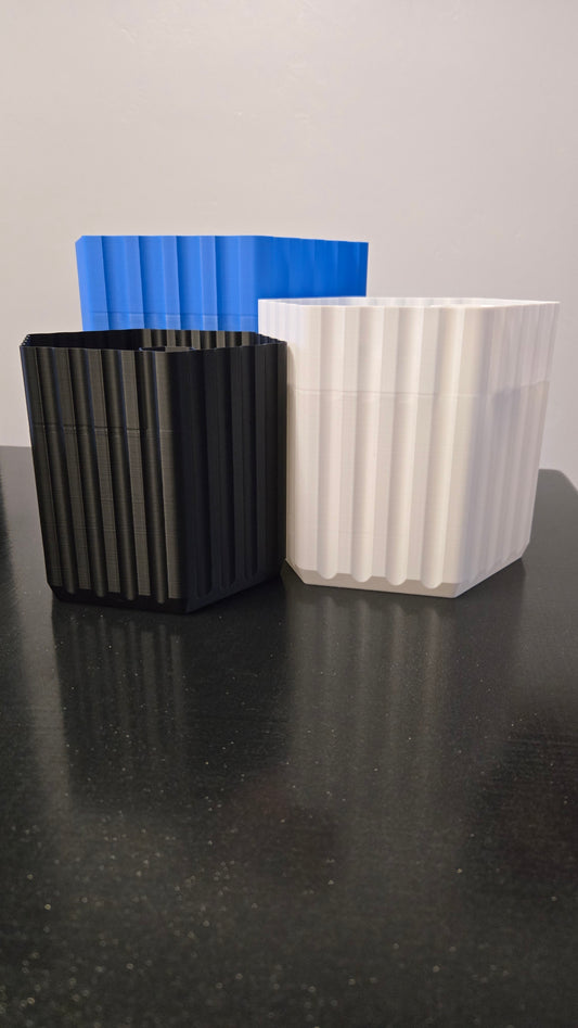 Set of 3 Self Watering Planter Pots: Extra Large-Blue, Large-White, Medium-Black