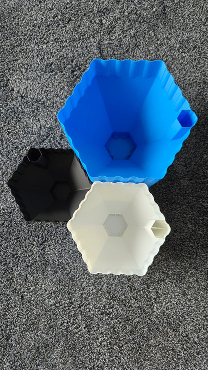 Set of 3 Self Watering Planter Pots: Extra Large-Blue, Large-White, Medium-Black