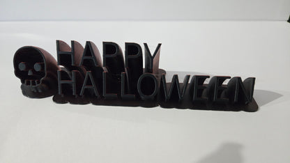Happy Halloween Sign with Skull - Black and Red Mix