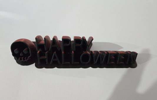 Happy Halloween Sign with Skull - Black and Red Mix