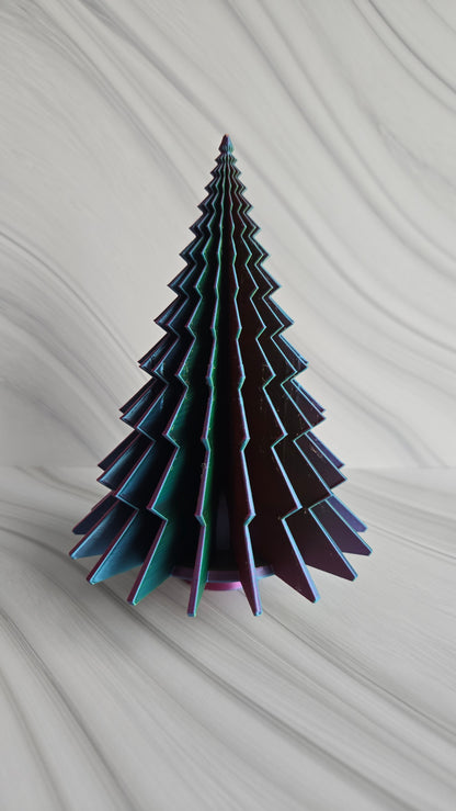 Holiday Tree Set of 4 - Blue, Yellow, Fuchsia Mix (Large Scalloped, Medium Lattice, Medium Diamond, and Medium Segmented)
