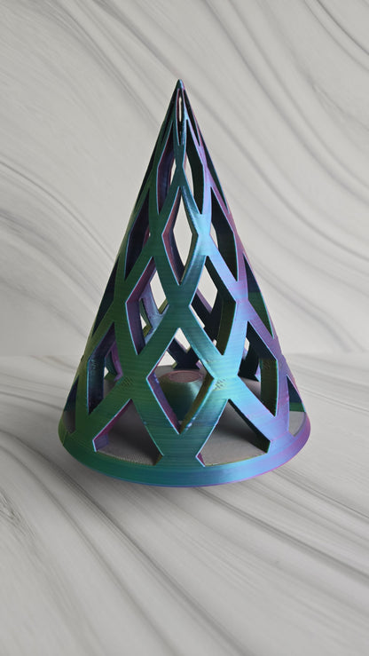 Holiday Tree Set of 4 - Blue, Yellow, Fuchsia Mix (Large Scalloped, Medium Lattice, Medium Diamond, and Medium Segmented)