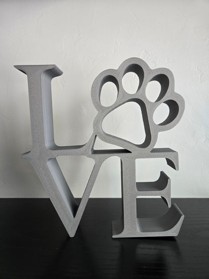Large Love with Paw Print Sign