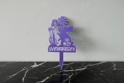 Bunny Welcome Sign Stake - Pink and Blue Mix