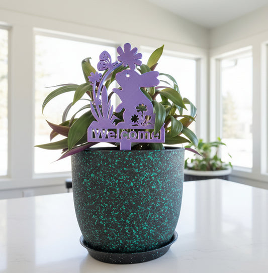 Bunny Welcome Sign Stake - Pink and Blue Mix