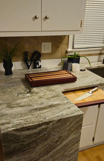 Premium Pull Out Cutting Board - Hard Maple with Exotic Padauk Header