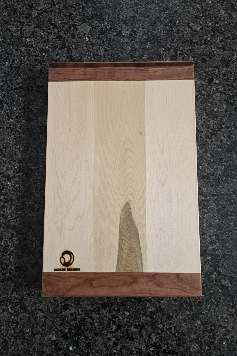 Premium Pull Out Cutting Board - Hard Maple with Stained Cherry Header