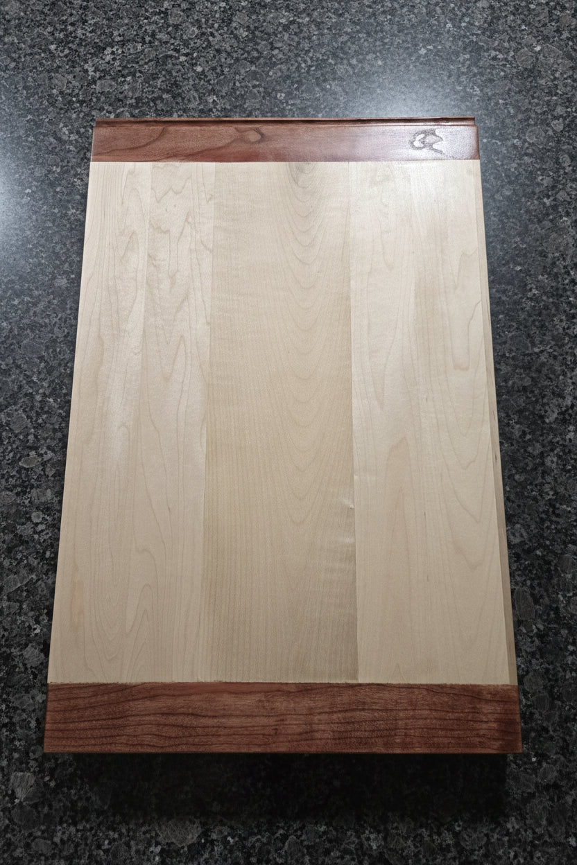 Premium Pull Out Cutting Board - Hard Maple with Stained Cherry Header