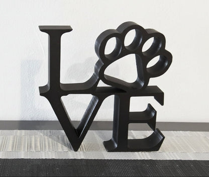 Small Love with Paw Print Sign - Black