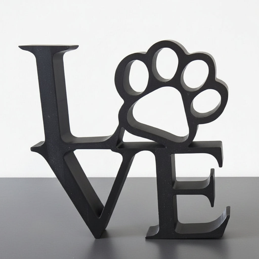Large Love with Paw Print Sign - Black