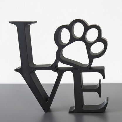 Large Love with Paw Print Sign - Black