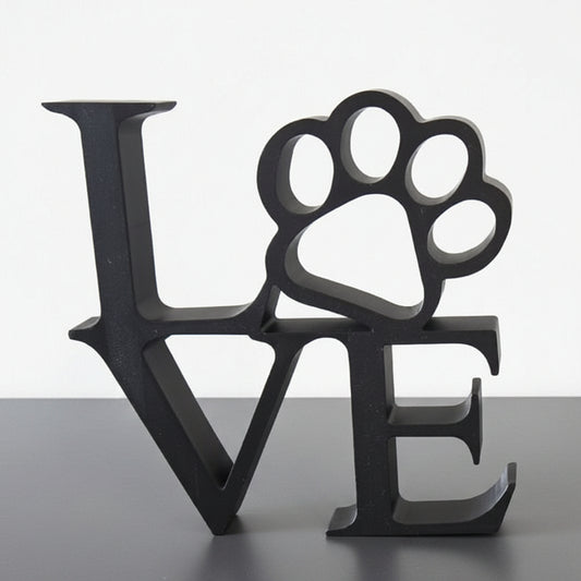 Large Love with Paw Print Sign - Black
