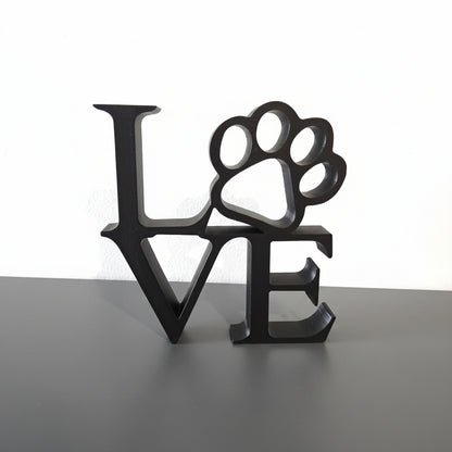 Large Love with Paw Print Sign - Black