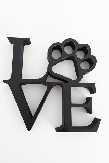 Large Love with Paw Print Sign - Black