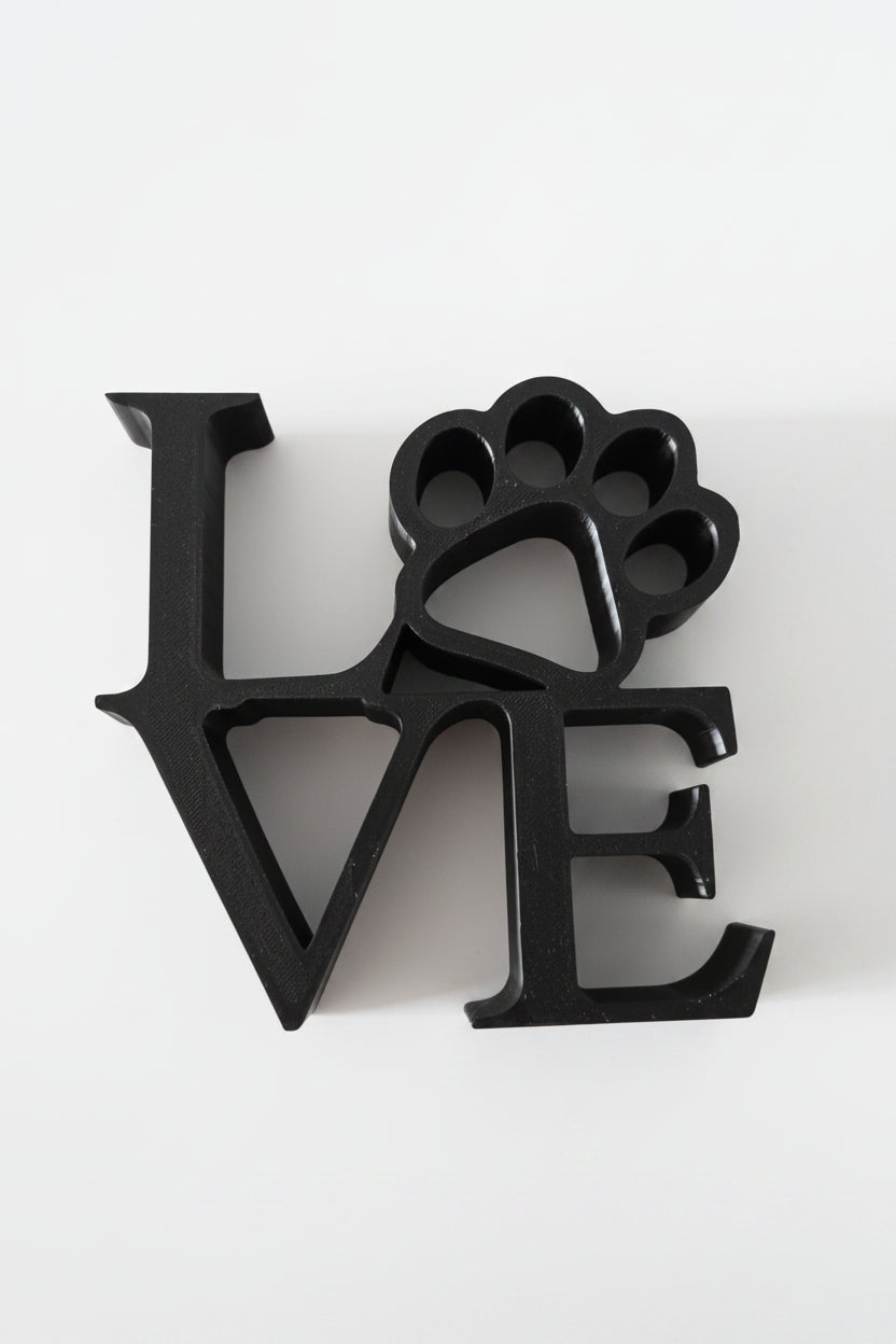 Small Love with Paw Print Sign - Black