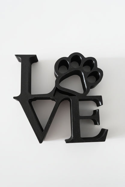 Small Love with Paw Print Sign - Black