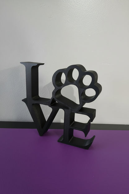Small Love with Paw Print Sign - Black
