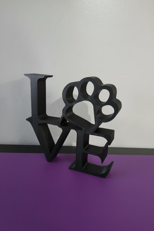 Small Love with Paw Print Sign - Black