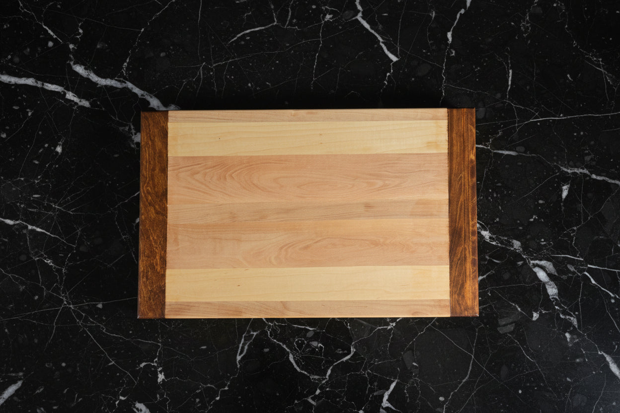 Premium Pull Out Cutting Board - Hard Maple with Stained Yellow Wood Header