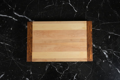 Premium Pull Out Cutting Board - Hard Maple with Stained Yellow Wood Header