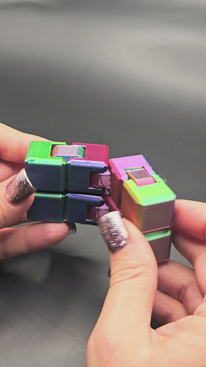 Linked Squares Fidget Toy - Blue, Yellow, Fuchsia Mix