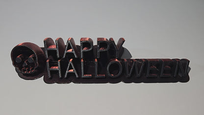Happy Halloween Sign with Skull - Black and Red Mix