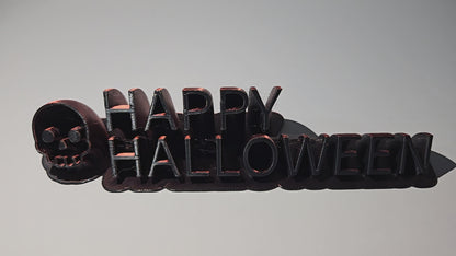 Happy Halloween Sign with Skull - Black and Red Mix